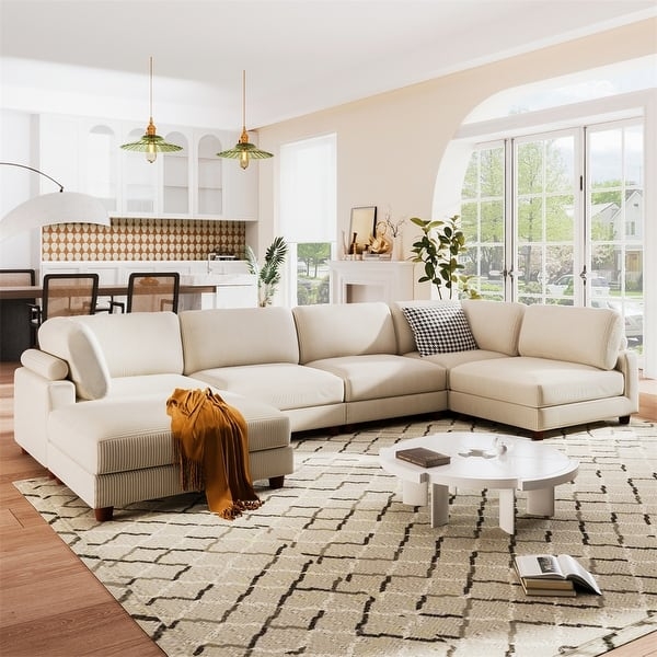 Sectional Sofa Light Gray L-Shaped Modular with Matching Ottoman