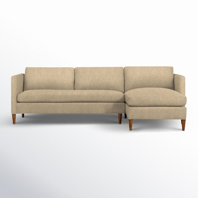 Sectional Sofa Light Gray Tapered Legs L-Shaped Mid-Century