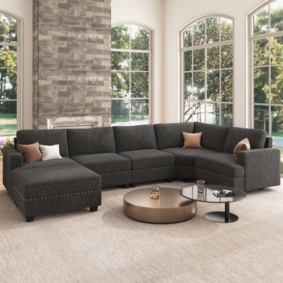 Sectional Sofa Light Gray U-Shaped Double Chaise Modular Sections