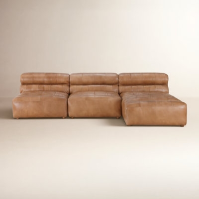 Sectional Sofa Low Profile Cream Modular Block Seating Chaise