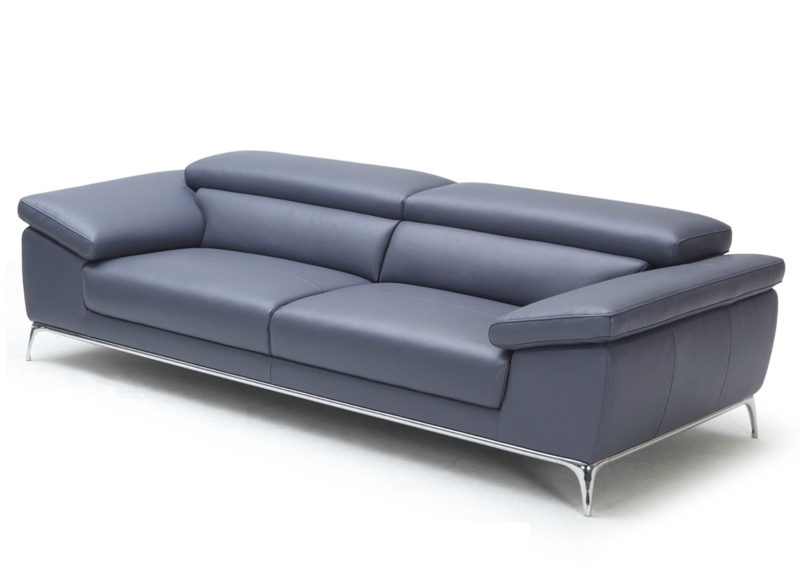 Sectional Sofa Low Profile Dark Brown Fabric Metal Legs Adjustable Headrest