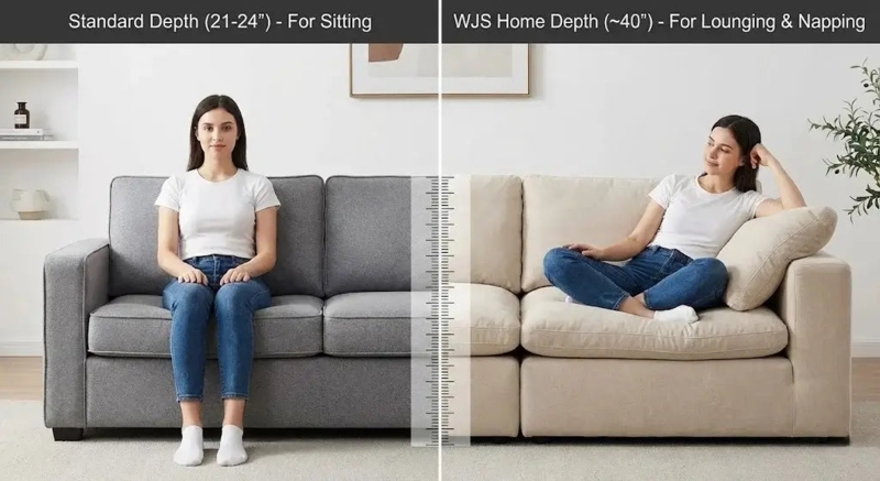 Sectional Sofa: Low Profile Deep Seat Sectional, Off-White Modular Design