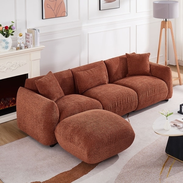 Sectional Sofa Low Profile Textured Fabric Plush Modular Design
