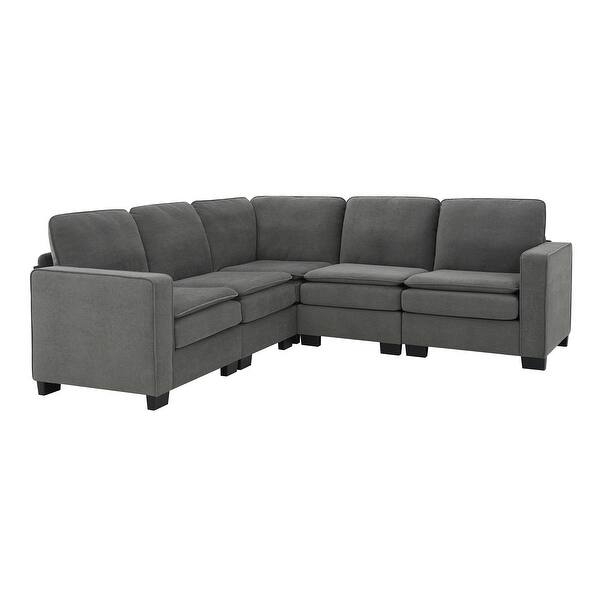 Sectional Sofa Mid-Century Tufted Back Tapered Wood Legs