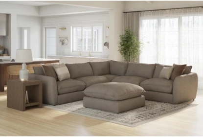 Sectional Sofa Mink Brown Boucle Modular Low Profile Design