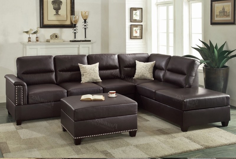 Sectional Sofa: Modern Adjustable Headrests, Espresso L-Shaped Layout