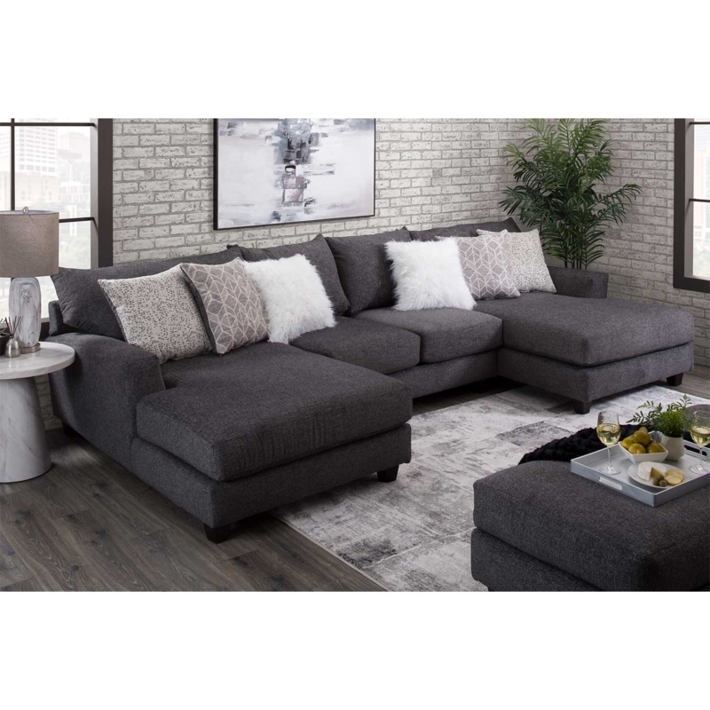 Sectional Sofa Modern Bohemian Style Textured Weave Fabric