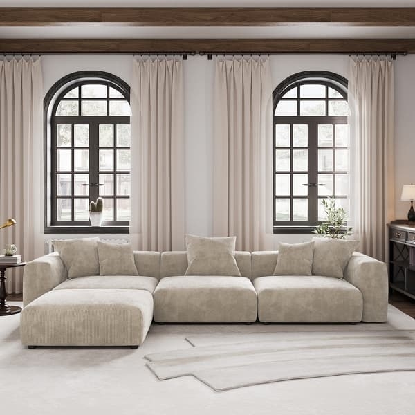Sectional Sofa Modular Chaise Ottoman Light Gray Modern Living Room