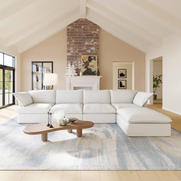 Sectional Sofa Modular Cushion Back L-Shaped Minimalist Seating