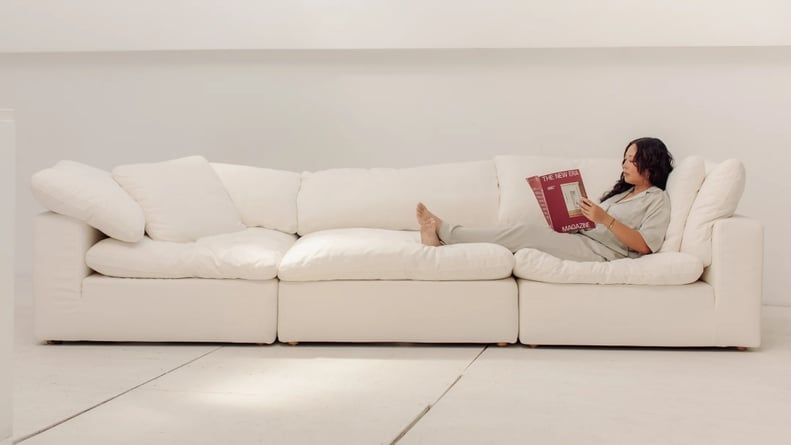 Sectional Sofa Modular Deep Seating Low Profile Woven Texture Airy