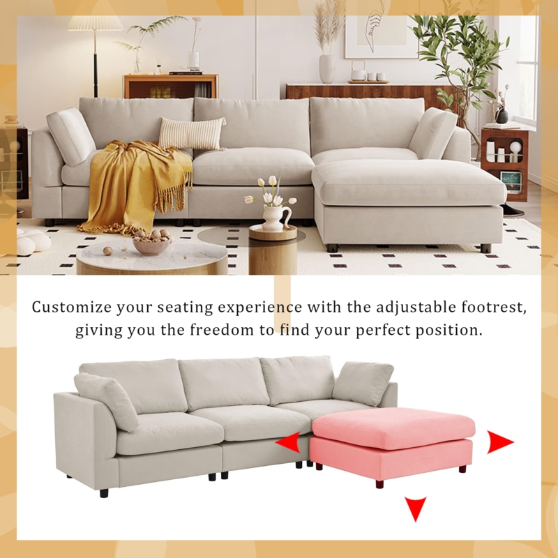 Sectional Sofa Modular Design Plush Cushioning Beige Styling