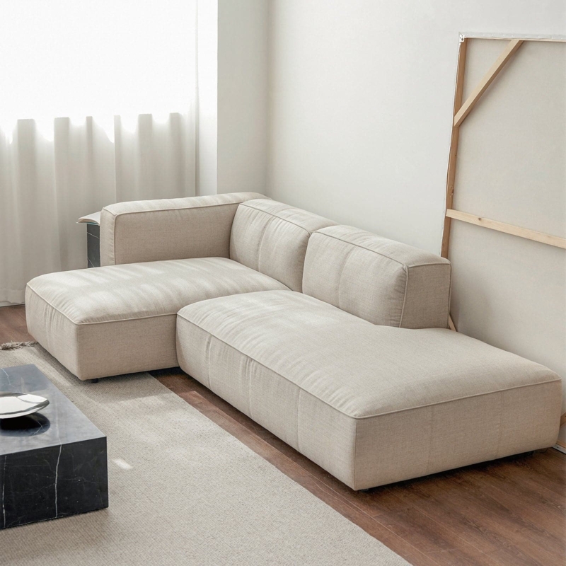 Sectional Sofa Module: Butter Yellow Modular Lounge Silhouette, Japandi