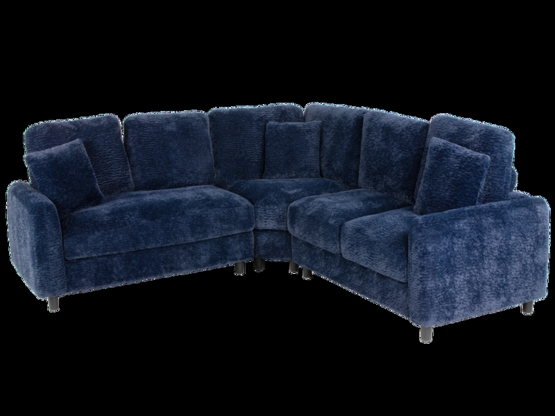 Sectional Sofa, Navy Blue Chenille, Three-Piece Modular, Deep Seating