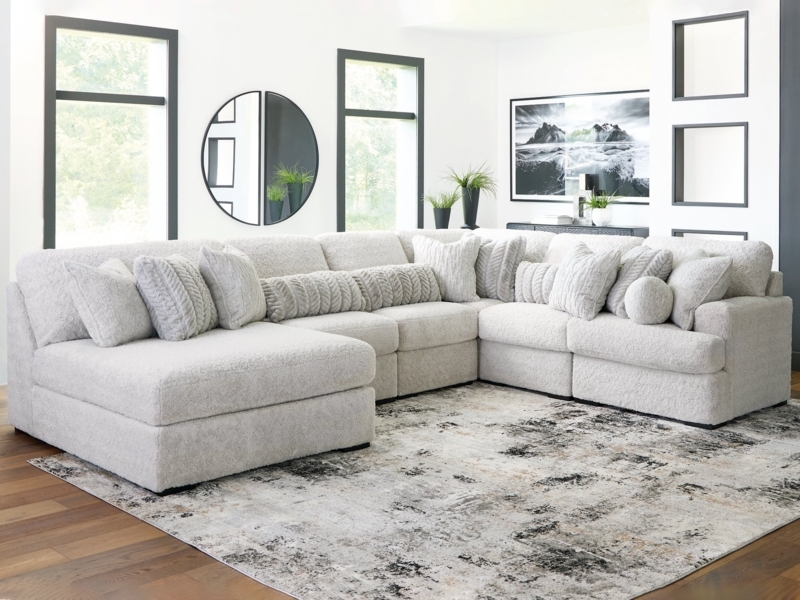 Sectional Sofa Navy Blue Power Reclining Console Plush Fabric