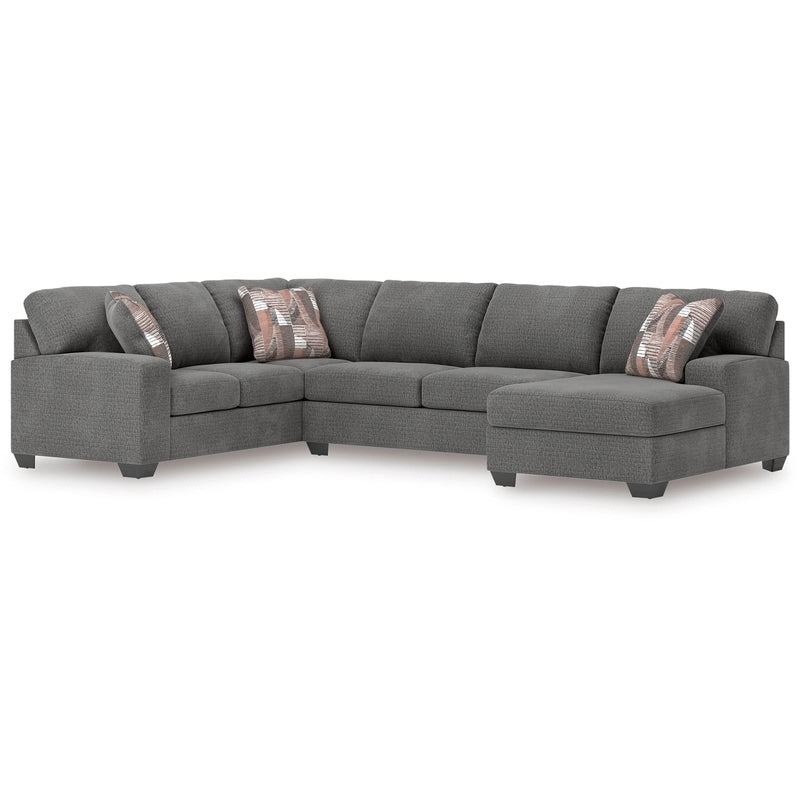 Sectional Sofa Navy Blue Upholstery Patterned Pillows Contemporary