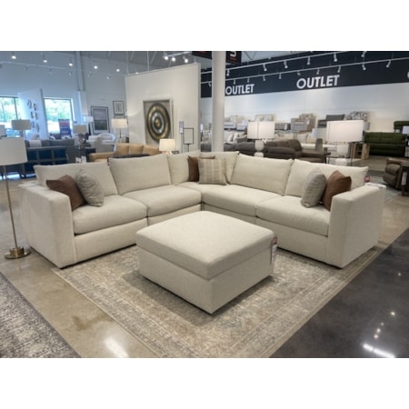 Sectional Sofa Oatmeal Upholstery Track Arms Transitional Style