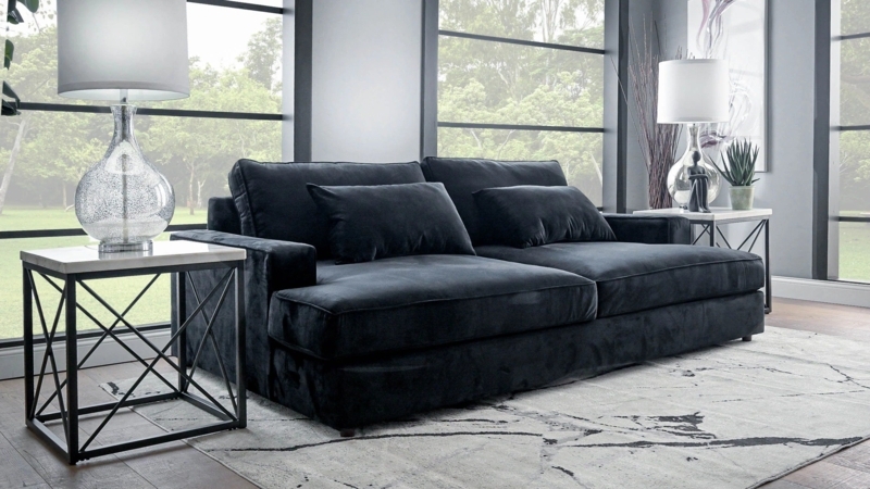 Sectional Sofa Off-White Deep-Seated Linen-Like Organic Modern