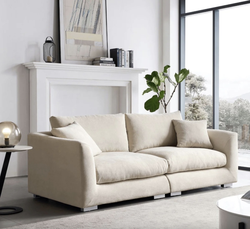 Sectional Sofa Off White Extra Deep Seating Plush Modular Layout