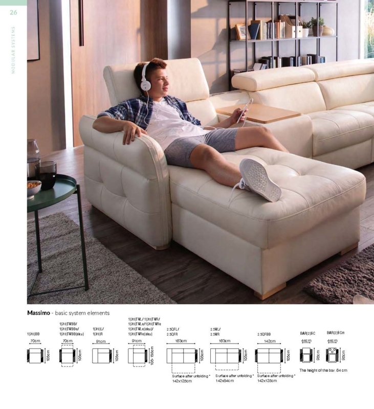 Sectional Sofa Off-White Leather-Like L-Shaped Adjustable Headrests