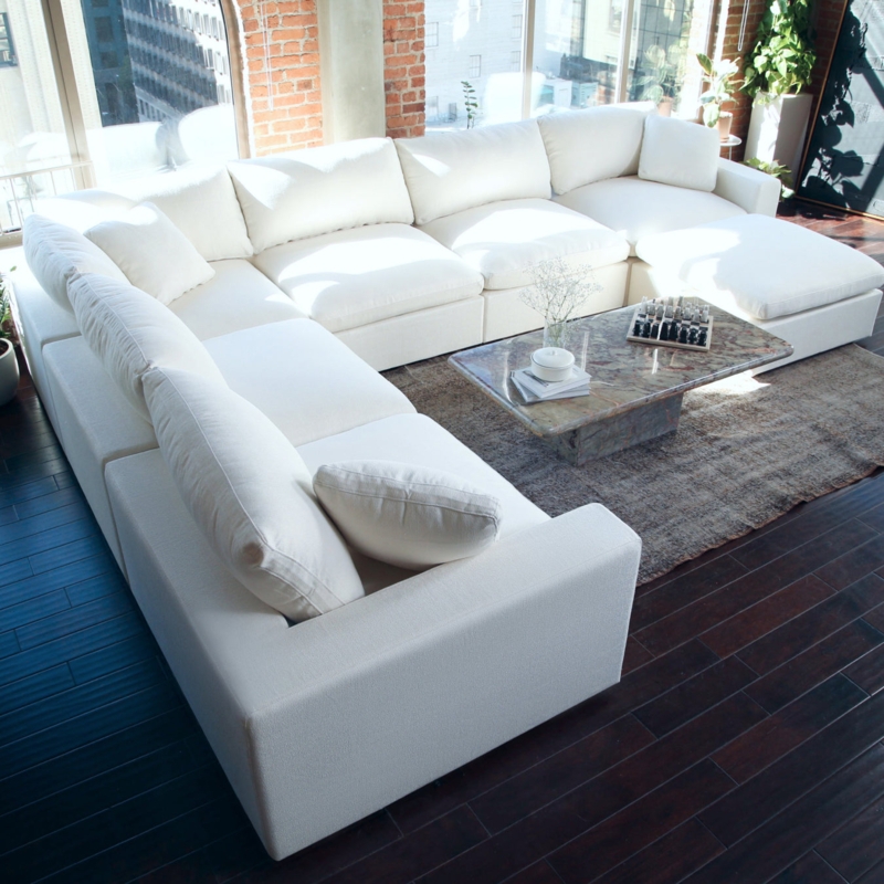 Sectional Sofa Off-White Modular Deep Seating Low Profile Minimalist