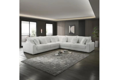 Sectional Sofa Off-White Symmetrical Twin Ottoman Pairing