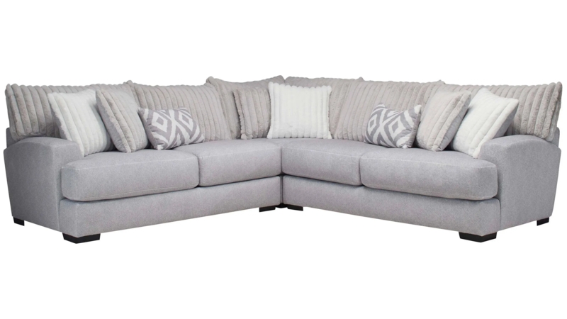 Sectional Sofa Off-White Wide Track Arms Symmetrical Layout