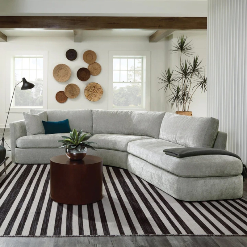 Sectional Sofa Organic Form Low Profile Modular Design Gray