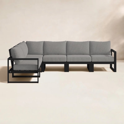 Sectional Sofa Outdoor Slim Metal Frame Gray L-Shaped Patio Design