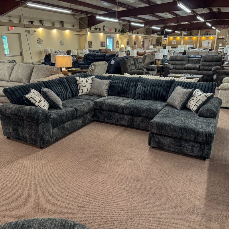 Sectional Sofa Oversized Cushions Woven Fabric Corner L-Shaped Design