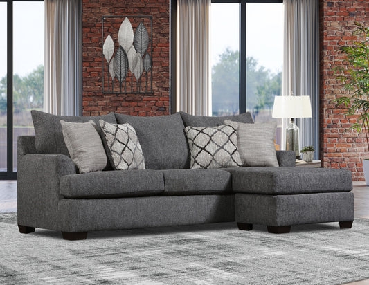 Sectional Sofa Pewter Grey Upholstery Track Arms Transitional Style