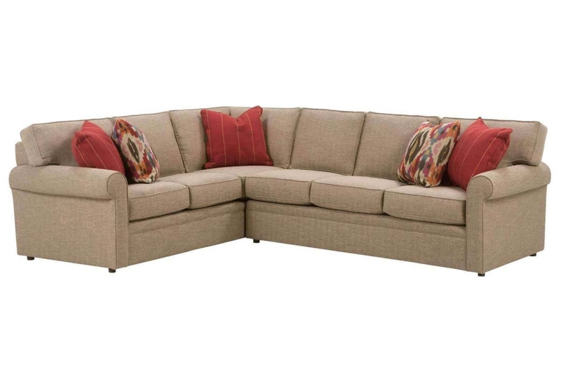 Sectional Sofa Pillow Back L-Shaped Cozy Seating Beige Fabric