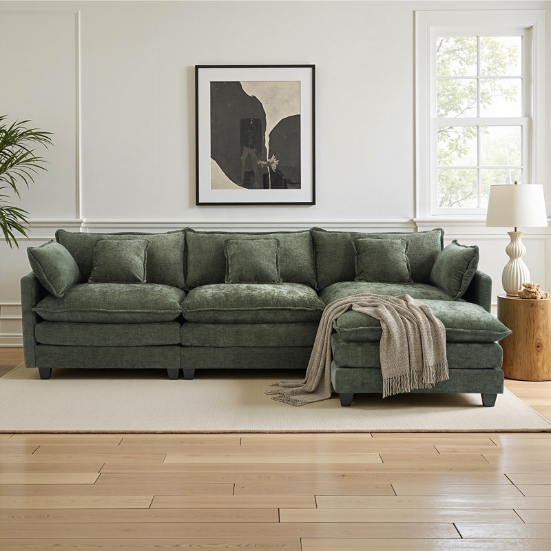Sectional Sofa, Pillowy Cushions, Modular Design, Deep Seat L-Shape