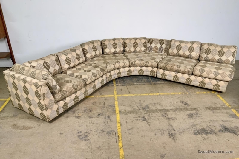 Sectional Sofa, Postmodern Curved Corner, Beige Pillowy Segments