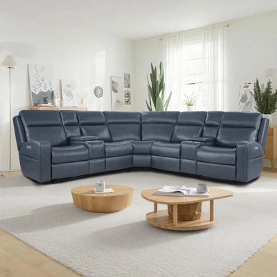 Sectional Sofa Power Recline Chocolate Adjustable Headrests Console