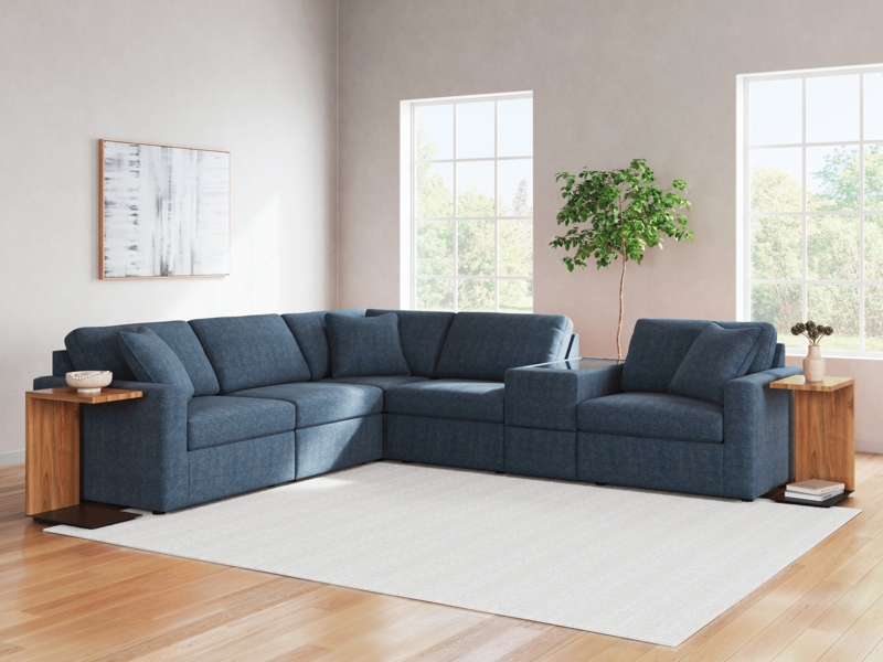 Sectional Sofa Power Reclining Adjustable Headrests Console Fabric