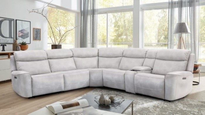 Sectional Sofa Power Reclining Light Taupe Storage Console