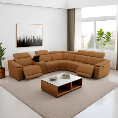 Sectional Sofa Power Reclining Padded Armrests Faux Leather Layout