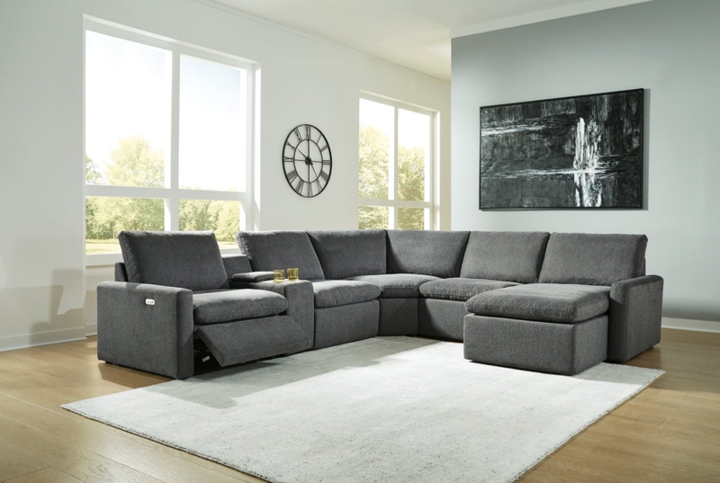 Sectional Sofa Reclining L-Shaped Chaise Storage Console Fabric