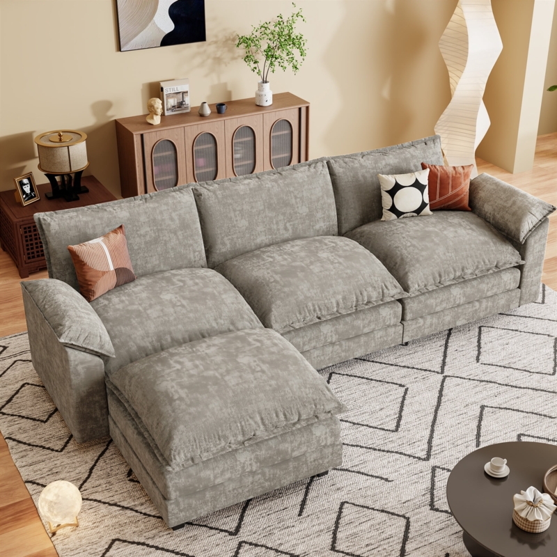 Sectional Sofa Reversible Chaise Light Gray Small Space Layout