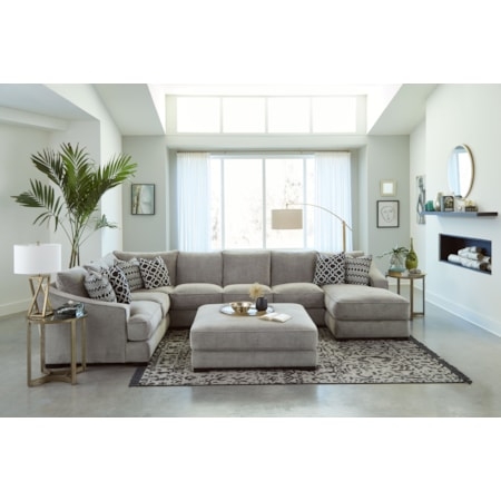 Sectional Sofa Right Arm Facing Chaise Light Grey Track Arms Woven