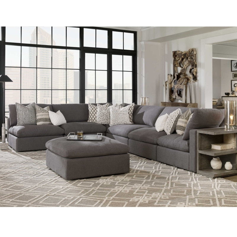 Sectional Sofa Six-Piece Modular Design Track Arms