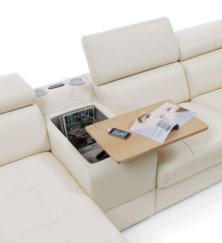 Sectional Sofa Slate Blue L-Shaped Power Recliner Adjustable Headrests
