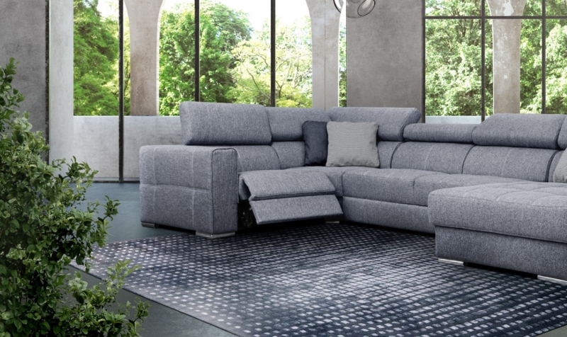 Sectional Sofa Slatted Wall Paneling Minimalist Layout