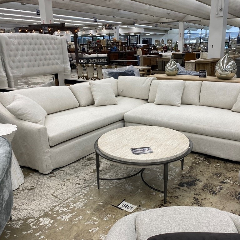 Sectional Sofa Slipcover Off-White Square Arms Modern Farmhouse Coastal