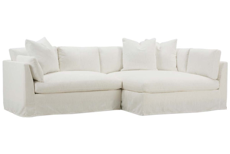 Sectional Sofa Slipcovered Base Chaise Bumper Cream Pillow Back