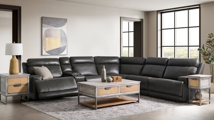 Sectional Sofa Storage Console Power Reclining Cup Holders Modular