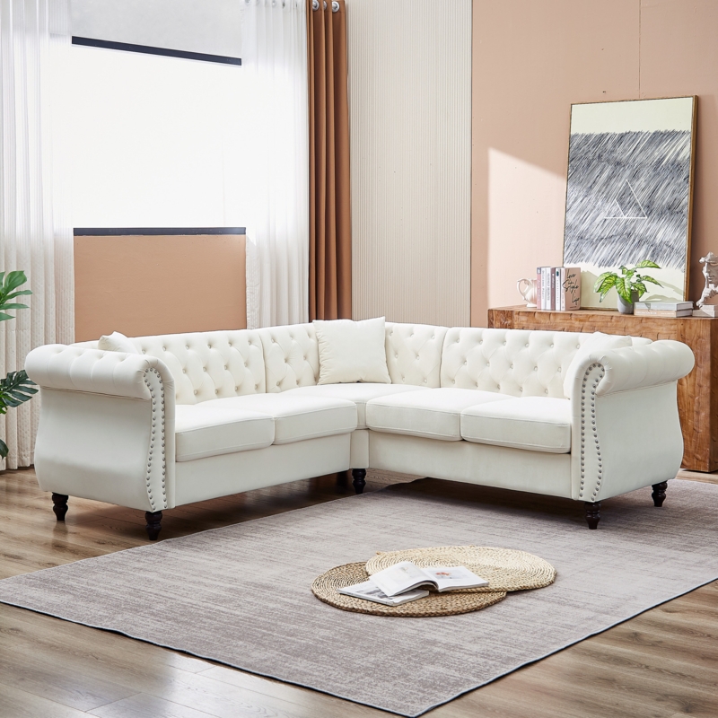 Sectional Sofa Streamlined L-Shaped Low Profile Contemporary