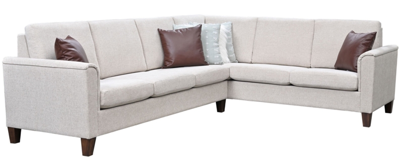 Sectional Sofa Tapered Legs Gray Fabric L Shaped Silhouette Transitional