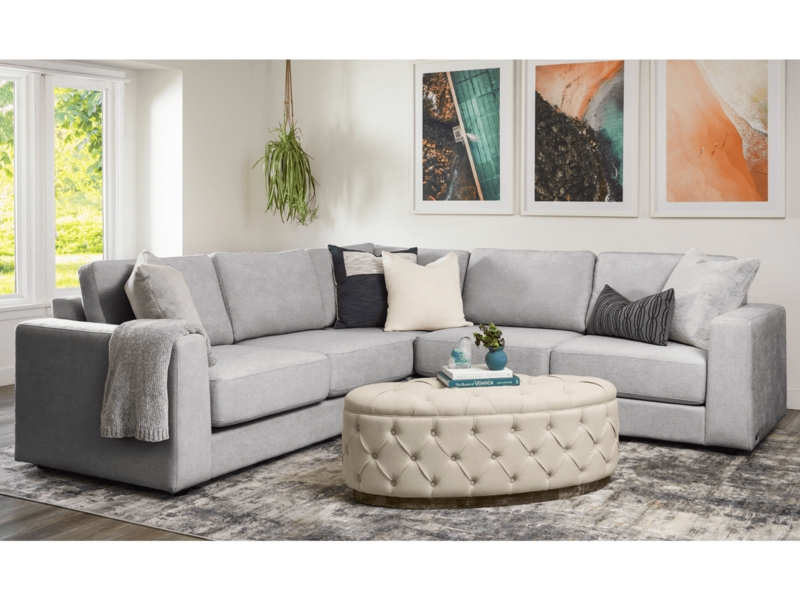 Sectional Sofa Tapered Wood Legs and Track Arms