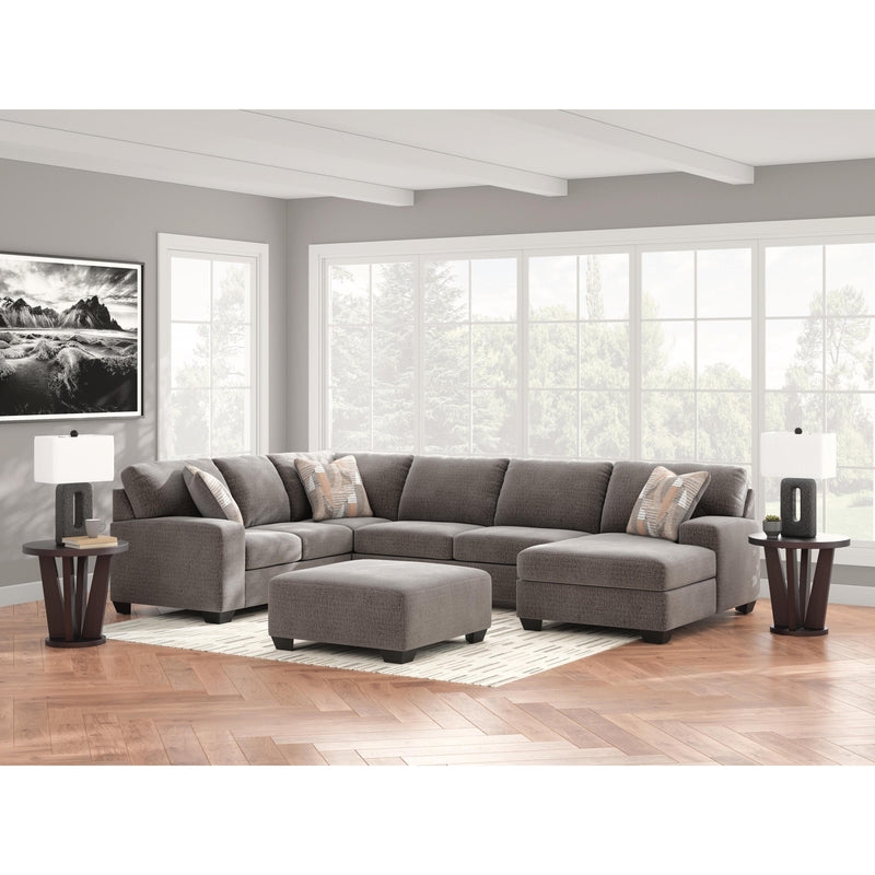 Sectional Sofa Textured Charcoal Fabric with Right Facing Chaise